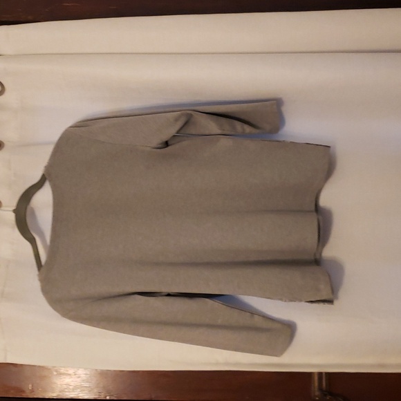 alfred dunner size ps gray square neck 3/4 sleeve pullover top with embroidery + - Picture 7 of 11